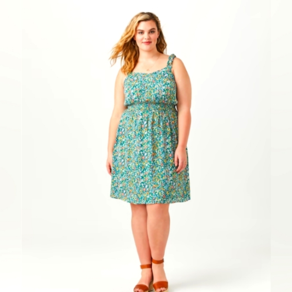 Meri Skye - Marianne Sleeveless Dress - Green Floral - 3X - NWT